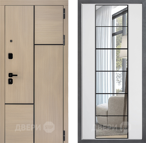 Входная металлическая Дверь Дверной континент ДК-14 ФЛЗ-2 Зеркало Белый софт в Зарайске