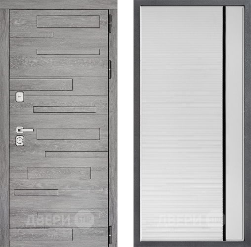 Входная металлическая Дверь Дверной континент ДК-10 ФЛ-757 Черное Стекло Софт милк в Зарайске