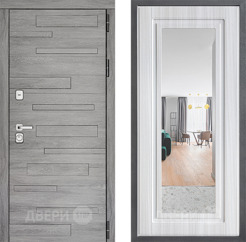 Входная металлическая Дверь Дверной континент ДК-10 ФЛЗ Зеркало Сандал белый в Зарайске