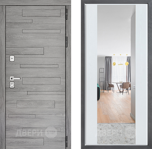 Входная металлическая Дверь Дверной континент ДК-10 ФЛЗ-1 Зеркало Белое дерево в Зарайске