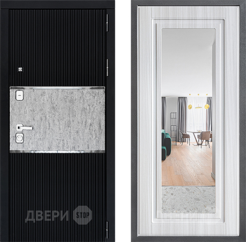 Входная металлическая Дверь Дверной континент ДК-13 ФЛЗ Зеркало Сандал белый в Зарайске