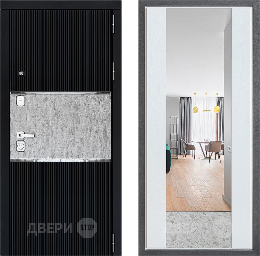 Входная металлическая Дверь Дверной континент ДК-13 ФЛЗ-1 Зеркало Белое дерево в Зарайске