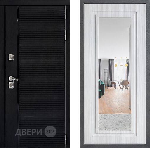 Входная металлическая Дверь Дверной континент ДК-1 ФЛЗ Зеркало Сандал белый в Зарайске