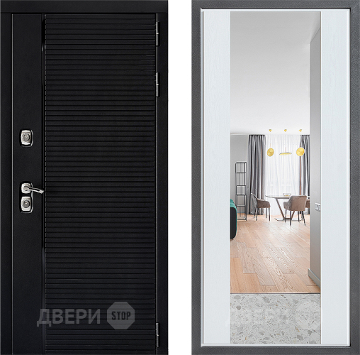 Входная металлическая Дверь Дверной континент ДК-1 ФЛЗ-1 Зеркало Белое дерево в Зарайске