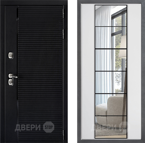 Входная металлическая Дверь Дверной континент ДК-1 ФЛЗ-2 Зеркало Белый софт в Зарайске