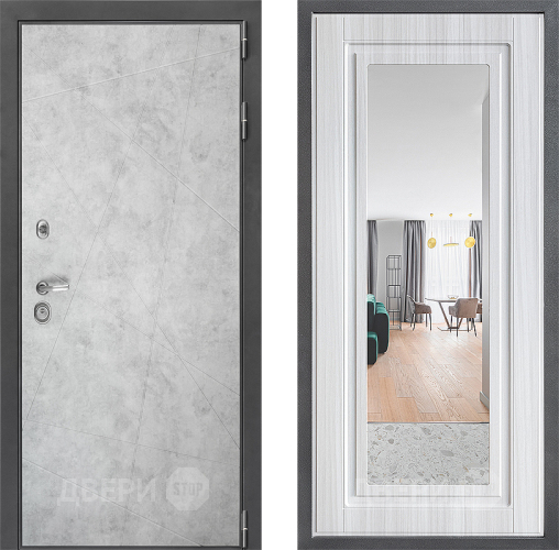 Входная металлическая Дверь Дверной континент ДК-3/743 ФЛЗ Зеркало Сандал белый в Зарайске