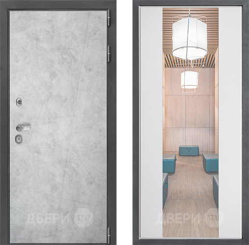 Входная металлическая Дверь Дверной континент ДК-3/743 ФЛЗ-1 Зеркало Белый софт в Зарайске