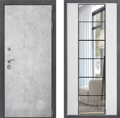 Входная металлическая Дверь Дверной континент ДК-3/743 ФЛЗ-2 Зеркало Белый софт в Зарайске