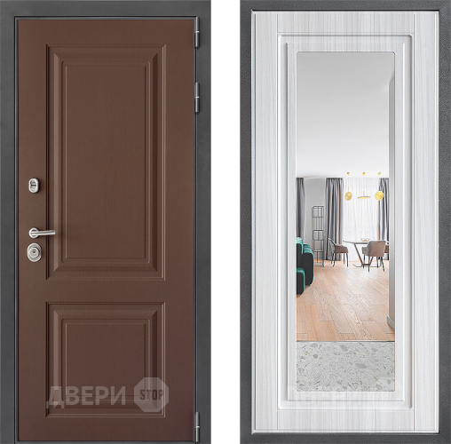 Входная металлическая Дверь Дверной континент ДК-3/729 ФЛЗ Зеркало Сандал белый в Зарайске