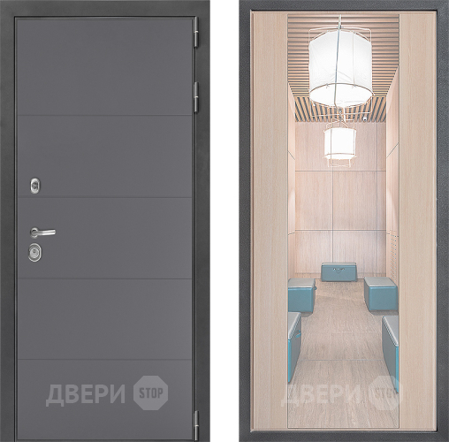 Входная металлическая Дверь Дверной континент ДК-3/649 ФЛЗ-1 Зеркало Капучино в Зарайске