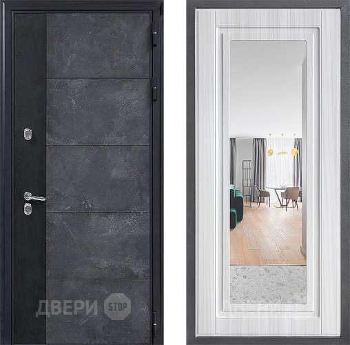 Входная металлическая Дверь Дверной континент ДК-15 Бетон ТЕРМО ФЛЗ Зеркало Сандал белый в Зарайске