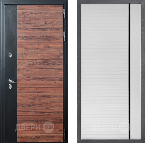 Входная металлическая Дверь Дверной континент ДК-15 Красное Дерево ТЕРМО ФЛ-757 Черное Стекло Софт милк в Зарайске