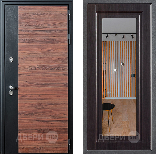 Входная металлическая Дверь Дверной континент ДК-15 Красное Дерево ТЕРМО ФЛЗ Зеркало Венге в Зарайске