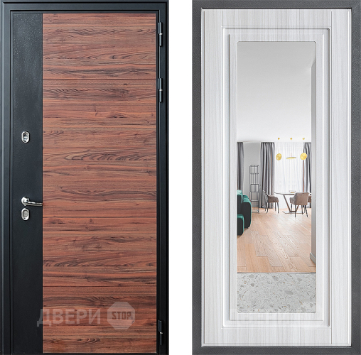 Дверь Дверной континент ДК-15 Красное Дерево ТЕРМО ФЛЗ Зеркало Сандал белый в Зарайске