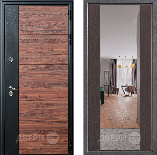 Входная металлическая Дверь Дверной континент ДК-15 Красное Дерево ТЕРМО ФЛЗ-1 Зеркало Венге в Зарайске