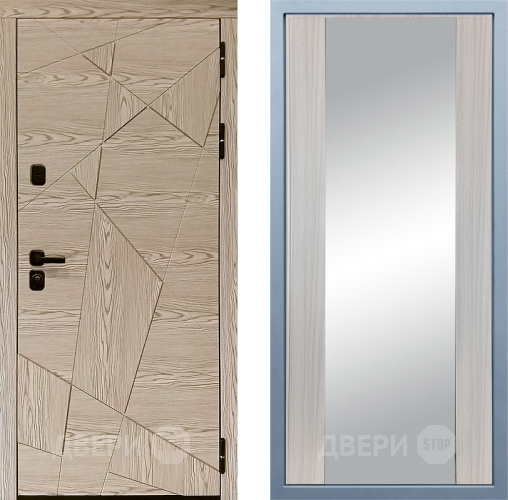 Входная металлическая Дверь Дива МД-97/1 Д-15 Зеркало Сандал белый в Зарайске