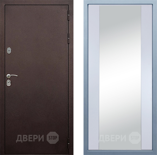 Входная металлическая Дверь Дива МД-40 Медь Д-15 Зеркало Белый в Зарайске