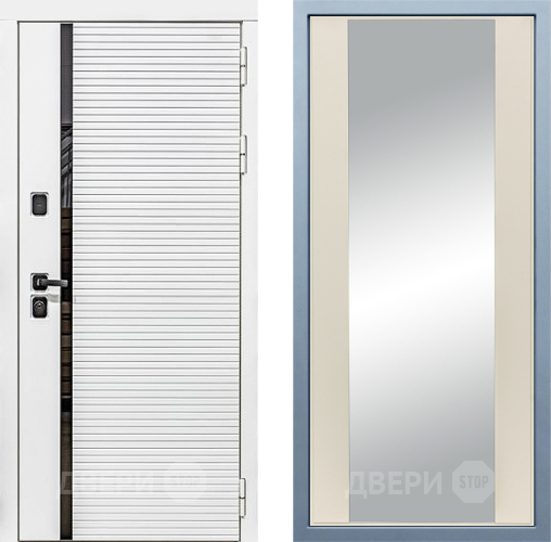 Входная металлическая Дверь Дива МХ-45 Белая STR Д-15 Зеркало Шампань в Зарайске