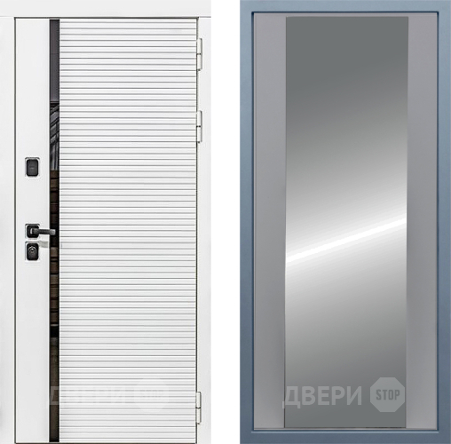 Входная металлическая Дверь Дива МХ-45 Белая STR Д-15 Зеркало Силк Маус в Зарайске