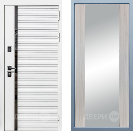 Входная металлическая Дверь Дива МХ-45 Белая STR Д-15 Зеркало Сандал белый в Зарайске