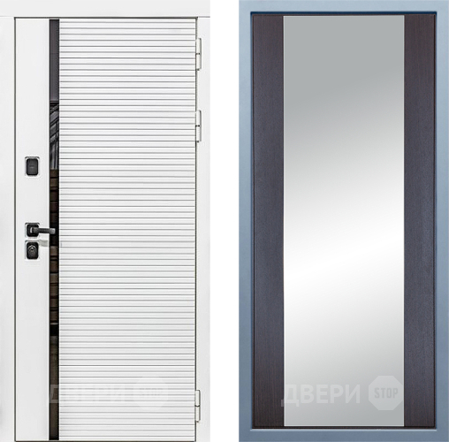 Входная металлическая Дверь Дива МХ-45 Белая STR Д-15 Зеркало Венге в Зарайске