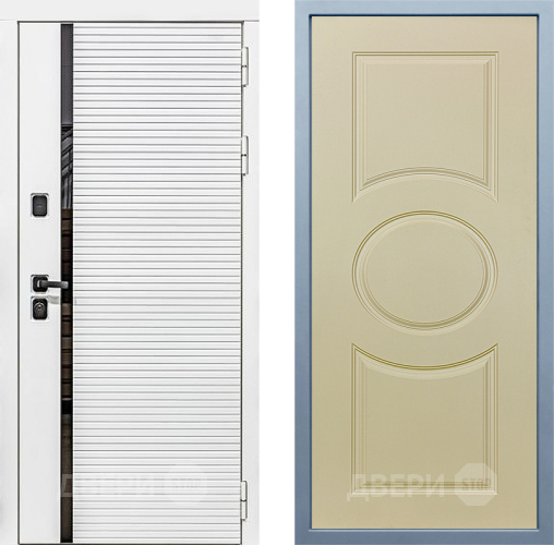 Входная металлическая Дверь Дива МХ-45 Белая STR Д-8 Шампань в Зарайске