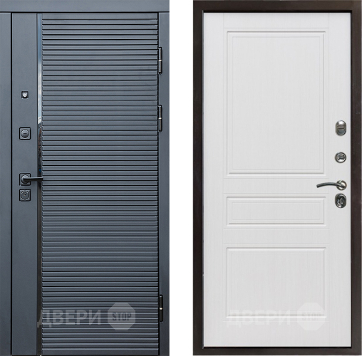 Входная металлическая Дверь Престиж Черная Линия Классика Белое дерево в Зарайске