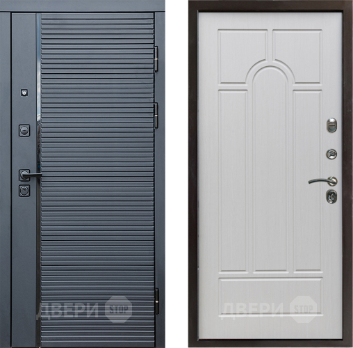 Входная металлическая Дверь Престиж Черная Линия Арка Лиственница белая в Зарайске