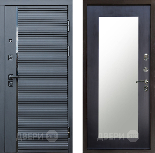 Входная металлическая Дверь Престиж Черная Линия Зеркло Пастораль Венге в Зарайске