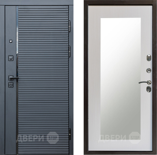 Входная металлическая Дверь Престиж Черная Линия Зеркло Пастораль Лиственница белая в Зарайске