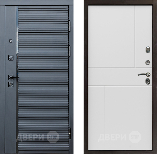 Входная металлическая Дверь Престиж Черная Линия Горизонт Бетон белый в Зарайске