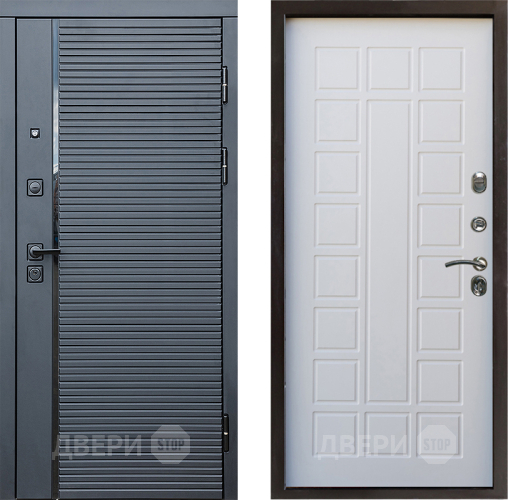 Входная металлическая Дверь Престиж Черная Линия Престиж Белое дерево в Зарайске