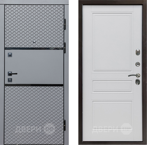Входная металлическая Дверь Престиж Ромб Классика Белый матовый в Зарайске