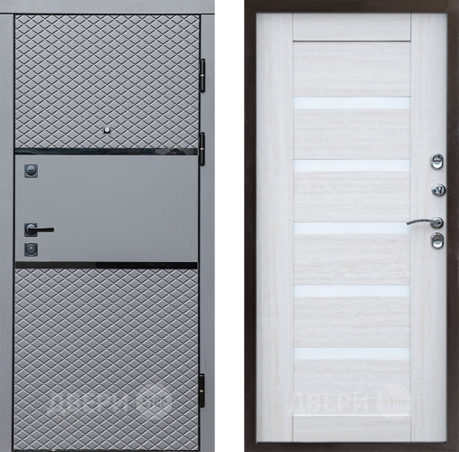 Входная металлическая Дверь Престиж Ромб Царга Лиственница белая в Зарайске