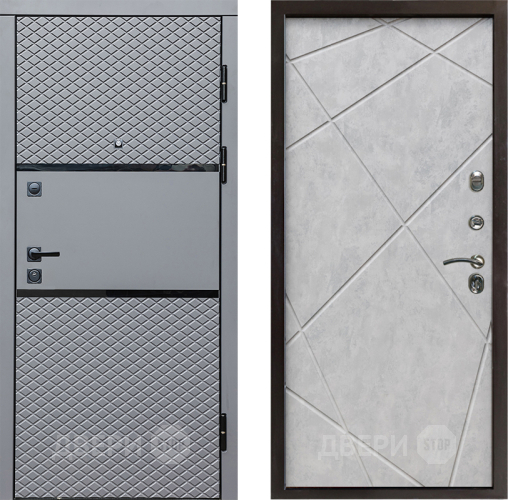 Входная металлическая Дверь Престиж Ромб Лучи Бетон светлый в Зарайске
