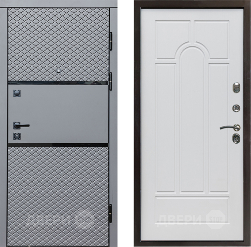 Входная металлическая Дверь Престиж Ромб Арка Белое дерево в Зарайске