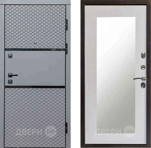 Входная металлическая Дверь Престиж Ромб Зеркло Пастораль Лиственница белая в Зарайске