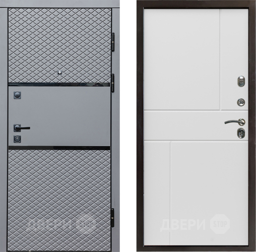 Входная металлическая Дверь Престиж Ромб Горизонт Бетон белый в Зарайске