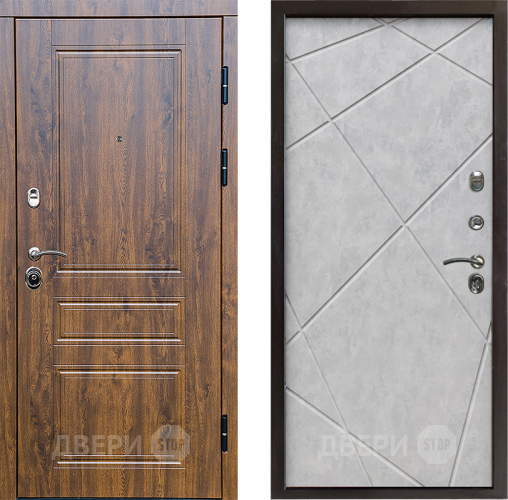 Входная металлическая Дверь Престиж Классика Дуб Лучи Бетон светлый в Зарайске