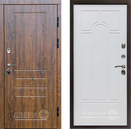 Входная металлическая Дверь Престиж Классика Дуб Арка Белое дерево в Зарайске