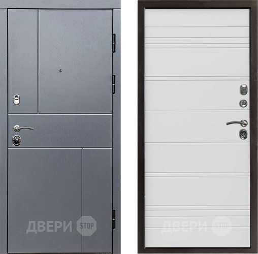 Входная металлическая Дверь Престиж Горизонт Грэй Line Белый в Зарайске