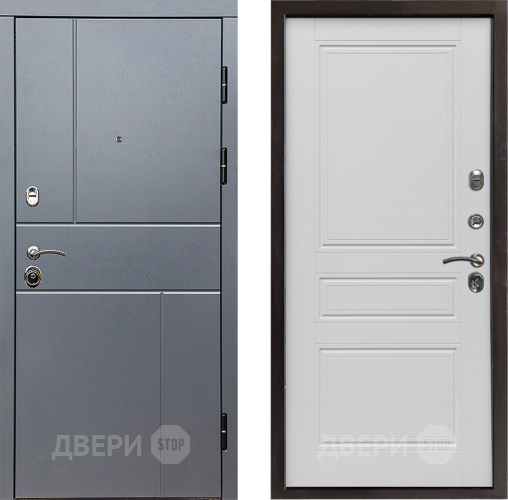 Входная металлическая Дверь Престиж Горизонт Грэй Классика Белый матовый в Зарайске