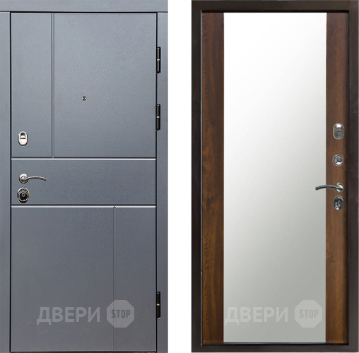 Входная металлическая Дверь Престиж Горизонт Грэй Зеркало Дуб в Зарайске