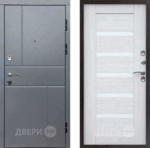 Входная металлическая Дверь Престиж Горизонт Грэй Царга Лиственница белая в Зарайске