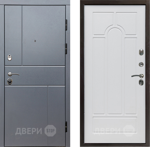 Входная металлическая Дверь Престиж Горизонт Грэй Арка Белое дерево в Зарайске