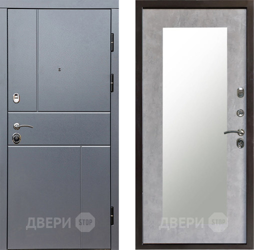 Входная металлическая Дверь Престиж Горизонт Грэй Зеркло Пастораль Бетон светлый в Зарайске
