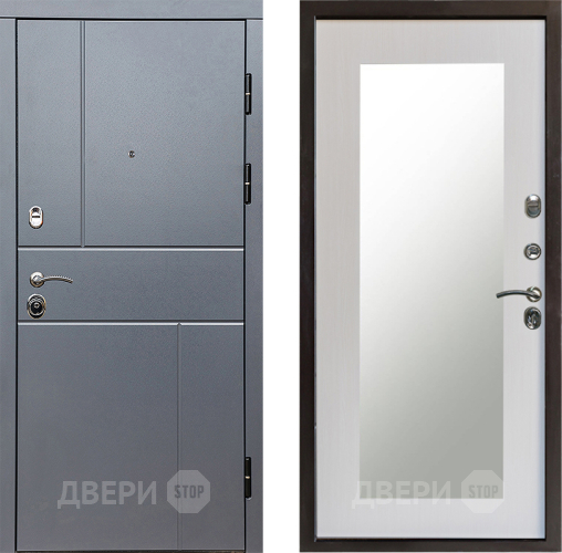 Входная металлическая Дверь Престиж Горизонт Грэй Зеркло Пастораль Лиственница белая в Зарайске
