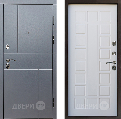 Входная металлическая Дверь Престиж Горизонт Грэй Престиж Белое дерево в Зарайске