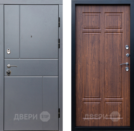 Входная металлическая Дверь Престиж Горизонт Грэй Премиум Орех темный в Зарайске
