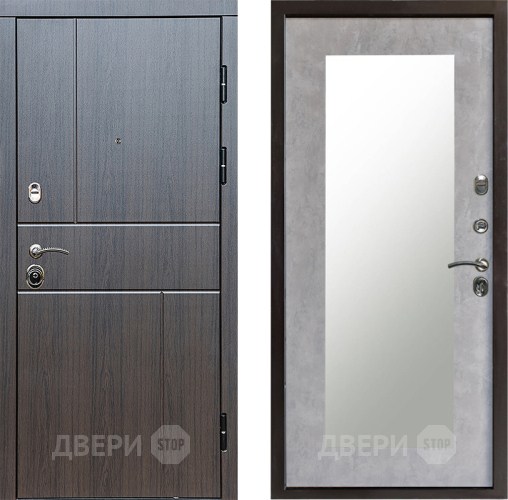 Входная металлическая Дверь Престиж Горизонт Венге Зеркло Пастораль Бетон светлый в Зарайске